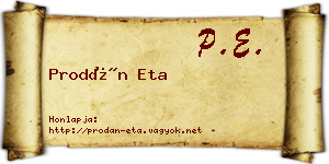 Prodán Eta névjegykártya